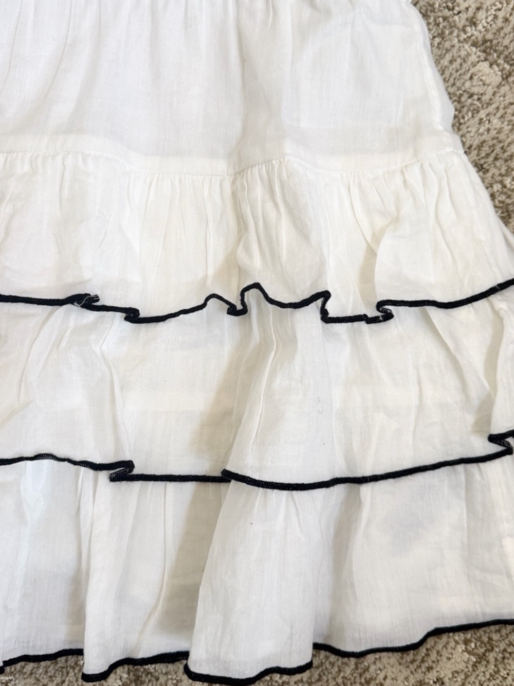 J. Crew Girls’ White/Navy Rosette Ruffle-Trim Dress—8 - Picture 5 of 7